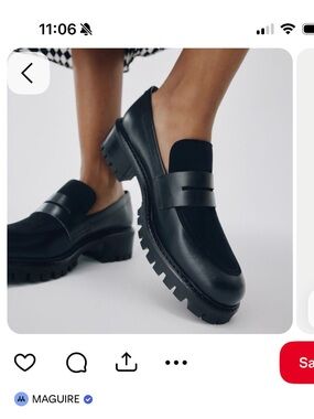 Maguire Black Chunky Lug Sole Loafers